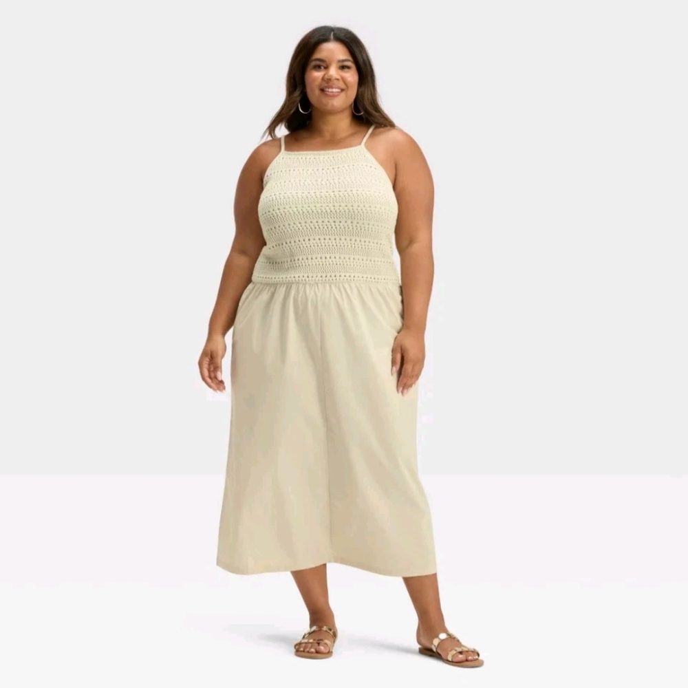 NWT Tan Drop Waist Maxi Sweater Dress Size 3X
